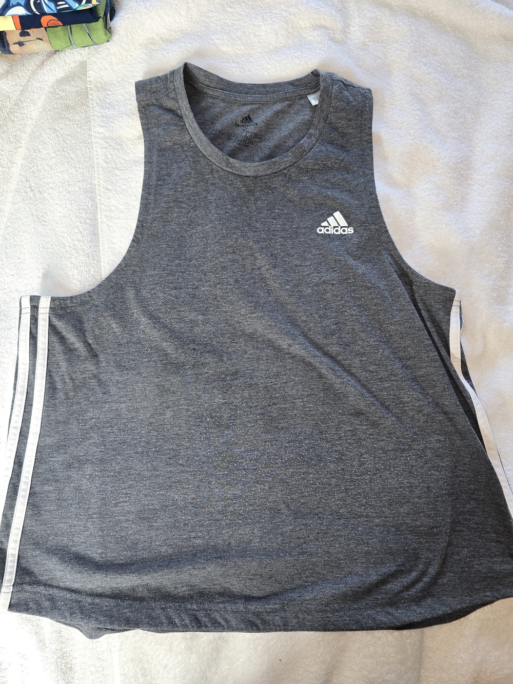 adidas Dark Gray Performance Tank with White Stripes Size XL